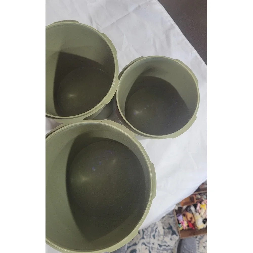 Set of 3 Tupperware 807 809 811 Canisters Sunburst Green no Lids Vintage